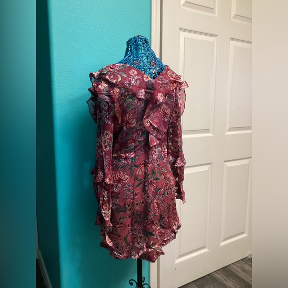 💥PRICE DROP💥  Flora Drawstring Red/Berry Floral Mini Dress - Picture 5 of 7